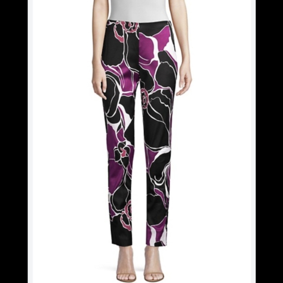 TRINA TURK varvara lady day orchid slim faille pants 0 - Picture 2 of 11